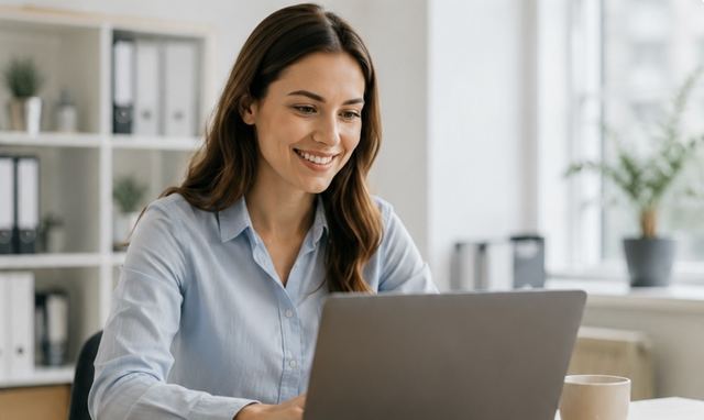 Person am Laptop mit Bewerbungsunterlagen